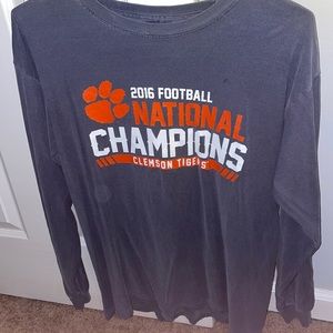Mens Clemson Tigers grey/blue National Championship Long sleeve T-shirt